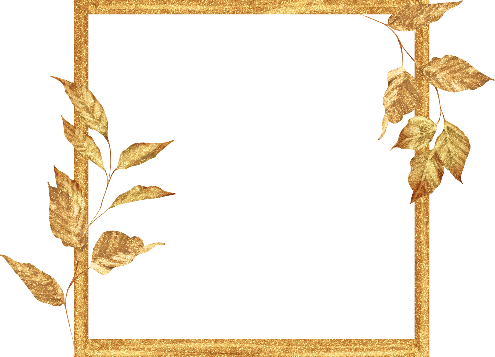 Square Golden Frame with Leaves