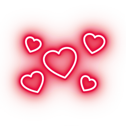 Neon red hearts icon